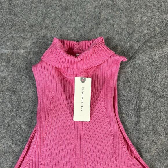 Anthropologie Pilcro High Neck Ribbed Knit Tank Sweater Womens Small Hot Pink - Picture 5 of 9
